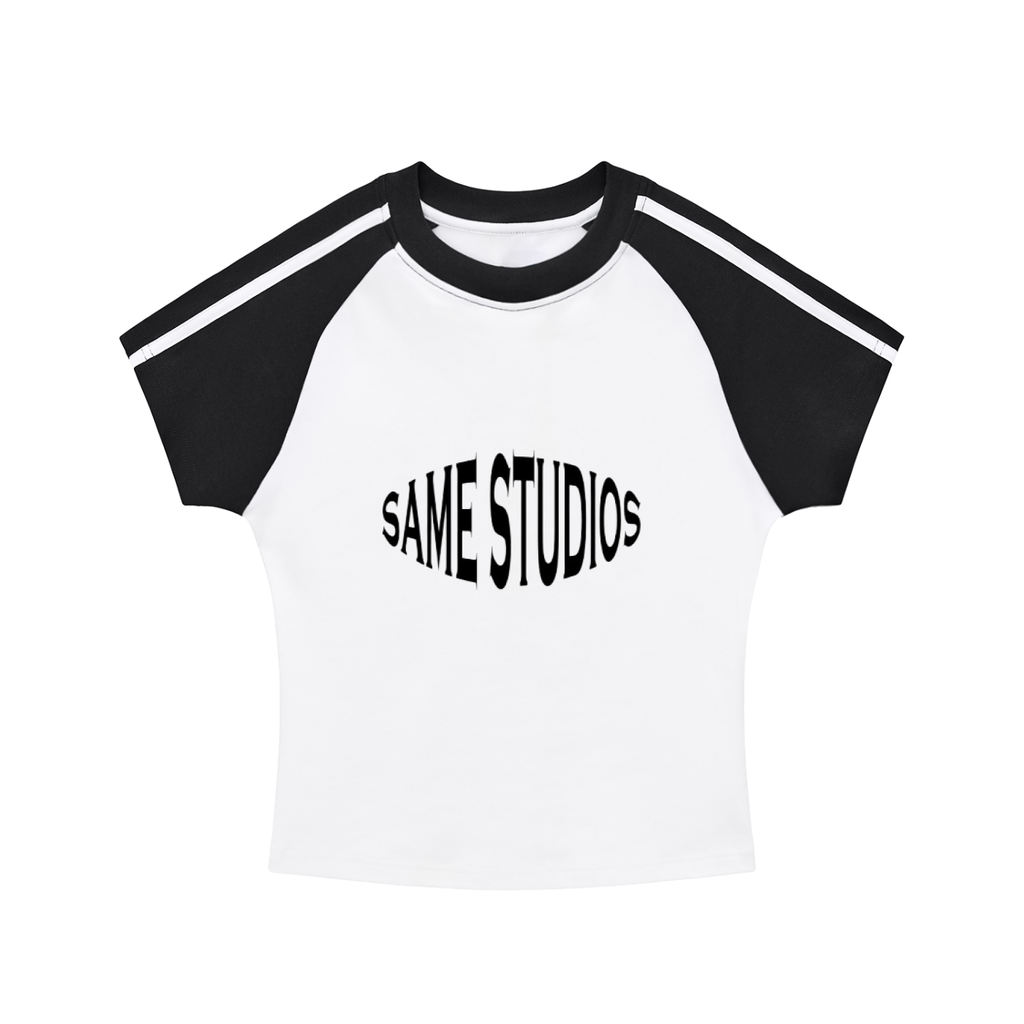Contrast Stripes Bodycon Raglan  Sleeve T-Shirt