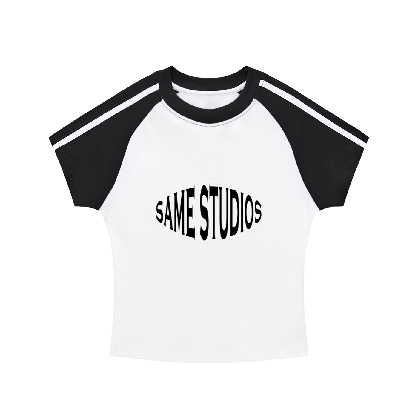 Contrast Stripes Bodycon Raglan  Sleeve T-Shirt